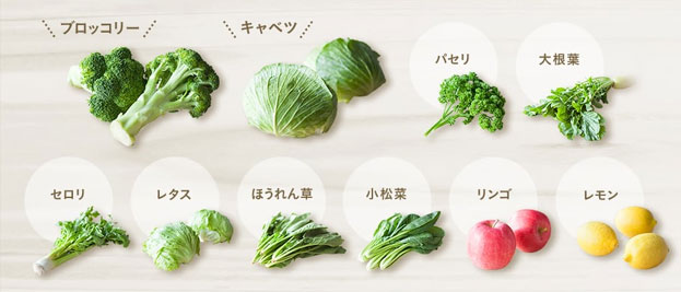 緑でサラナ　8種の青野菜、2種の果物